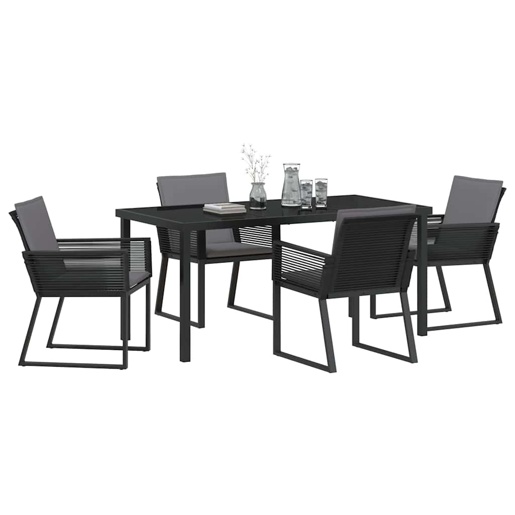Garden Dining Set 5 pcs Black Powder-Coated Steel