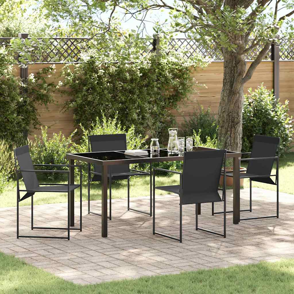 Garden Dining Set 5 pcs Black Textilene and Steel