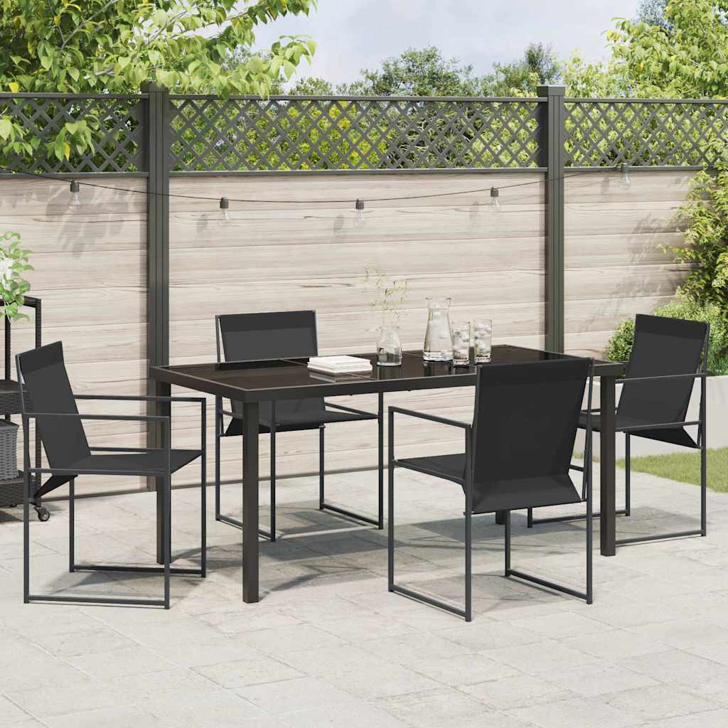 Garden Dining Set 5 pcs Black Textilene and Steel