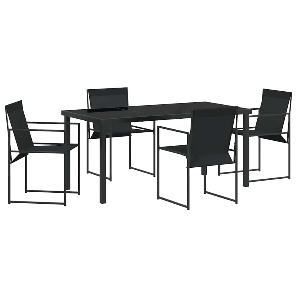 Garden Dining Set 5 pcs Black Textilene and Steel