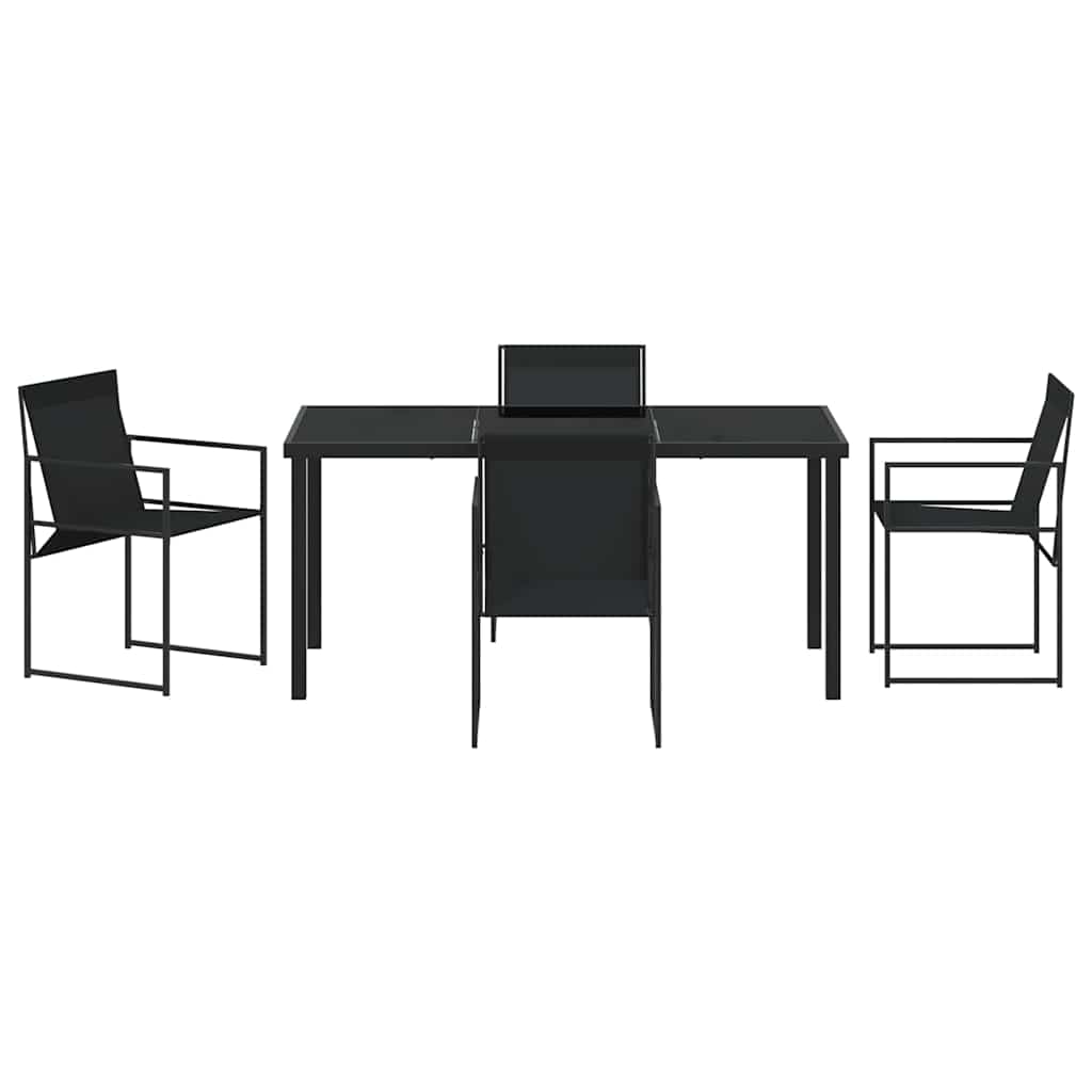 Garden Dining Set 5 pcs Black Textilene and Steel