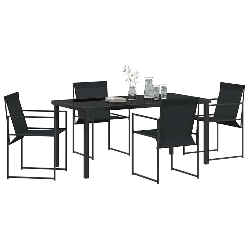 Garden Dining Set 5 pcs Black Textilene and Steel