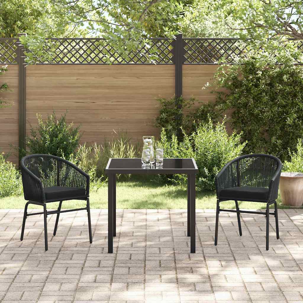 Garden Dining Set 3 pcs Black Powder-Coated Steel