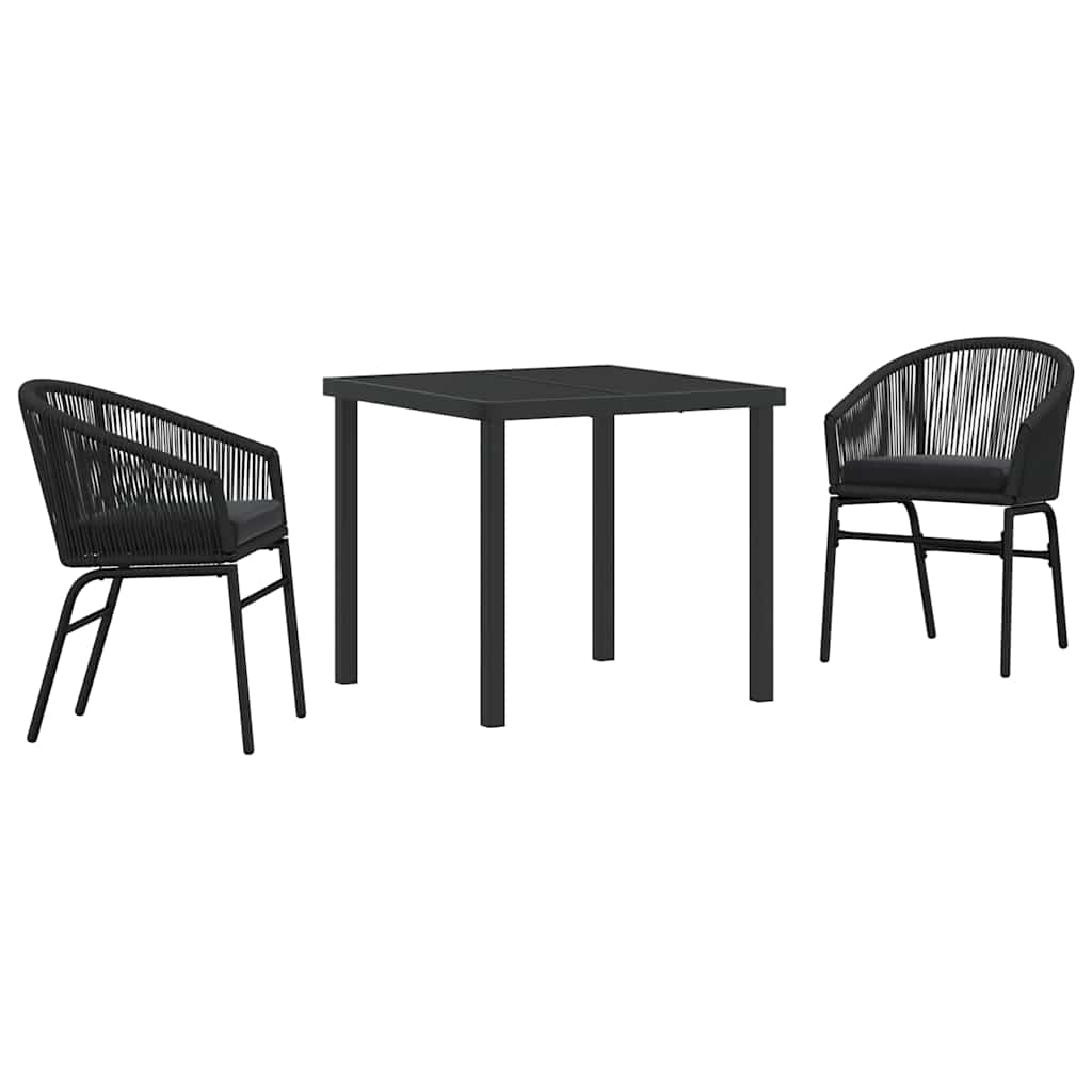 Garden Dining Set 3 pcs Black Powder-Coated Steel