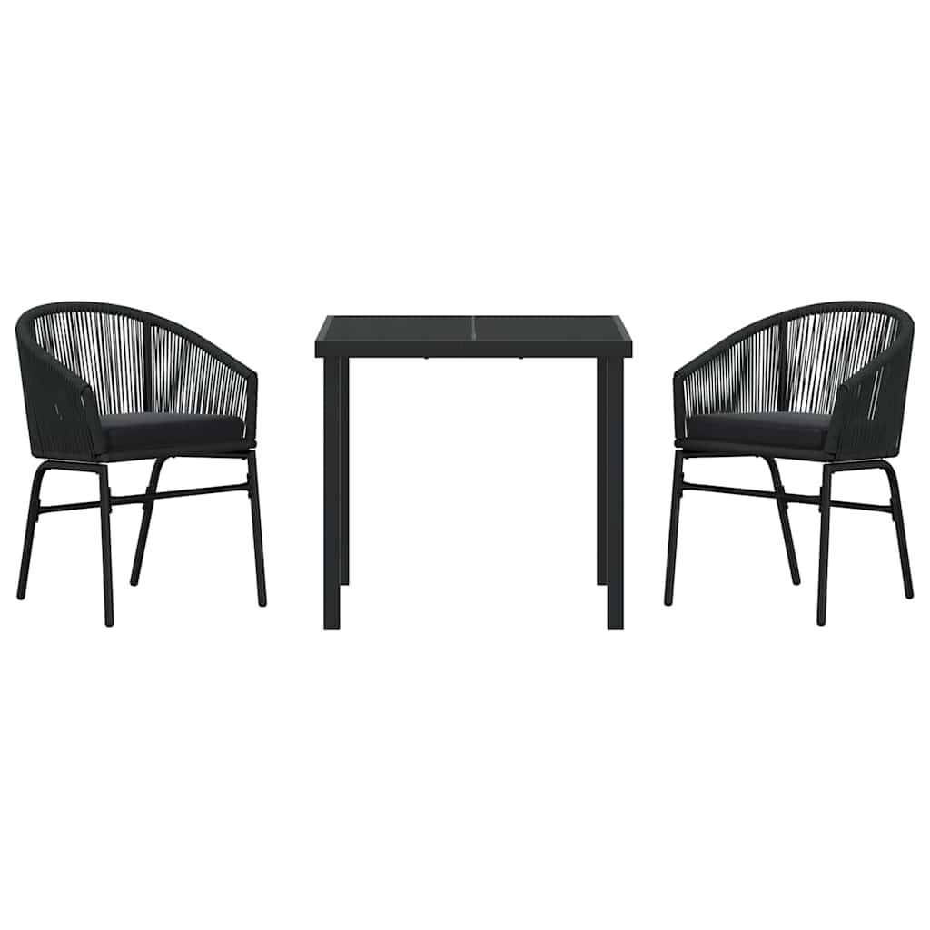 Garden Dining Set 3 pcs Black Powder-Coated Steel