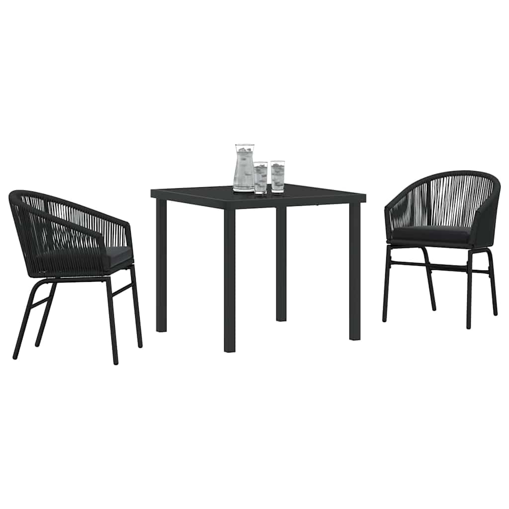 Garden Dining Set 3 pcs Black Powder-Coated Steel