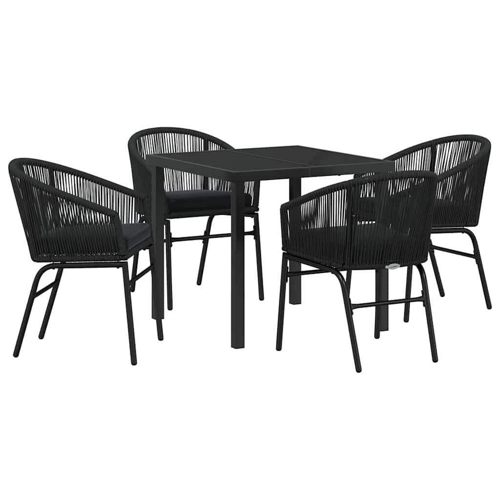 Garden Dining Set 5 pcs Black Powder-Coated Steel