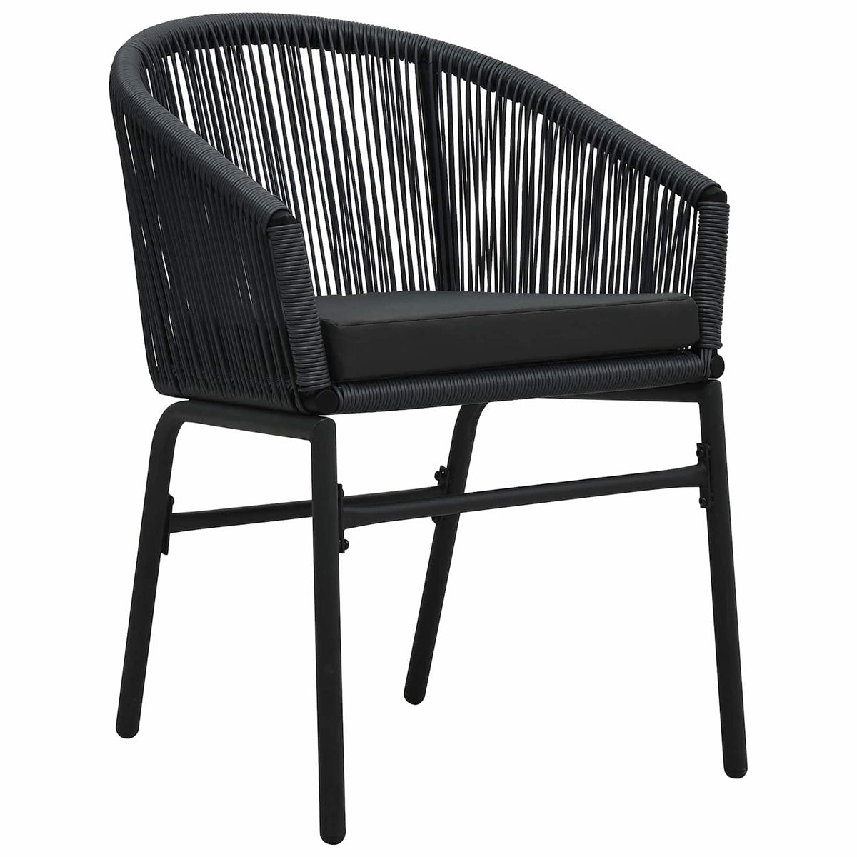 Garden Dining Set 5 pcs Black Powder-Coated Steel