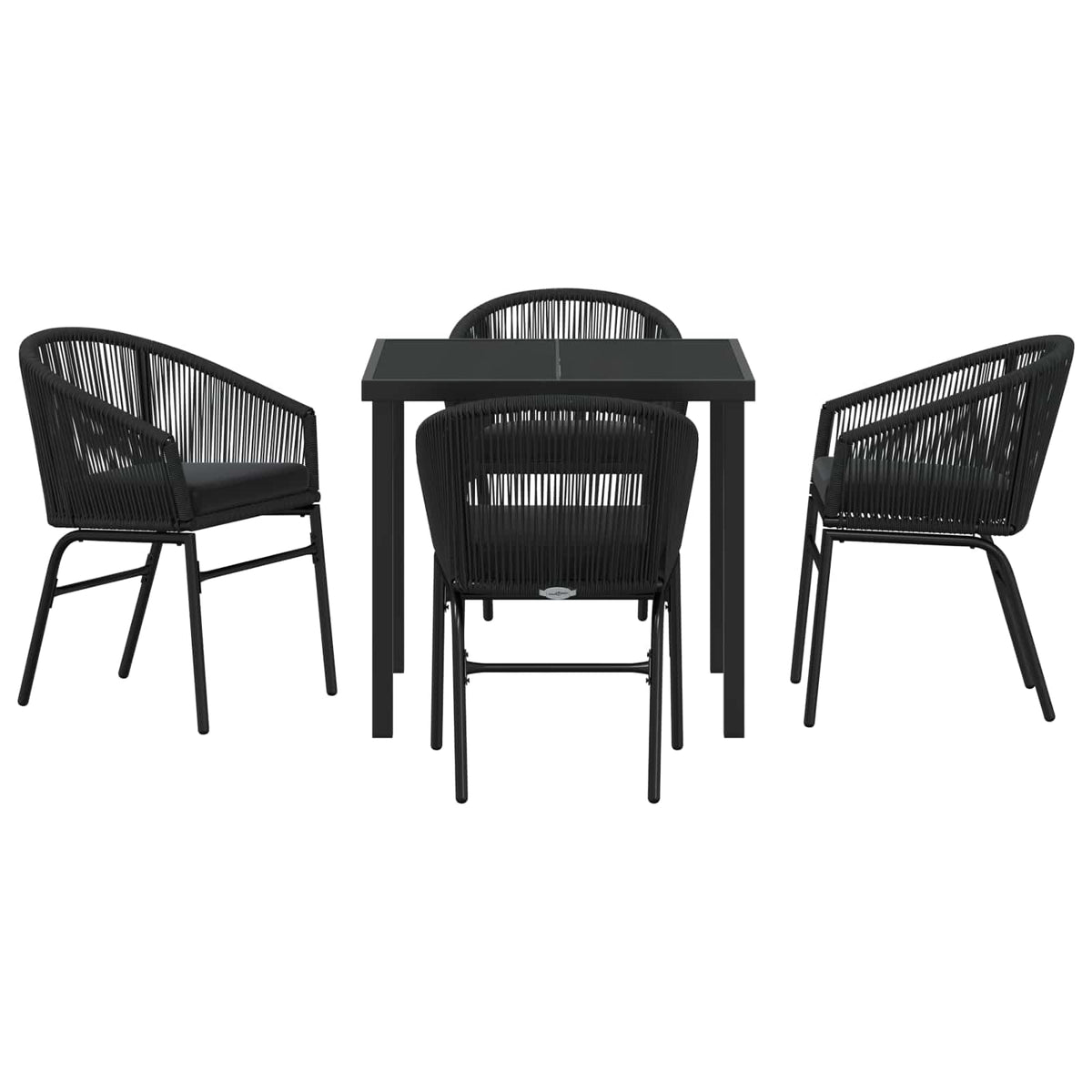 Garden Dining Set 5 pcs Black Powder-Coated Steel