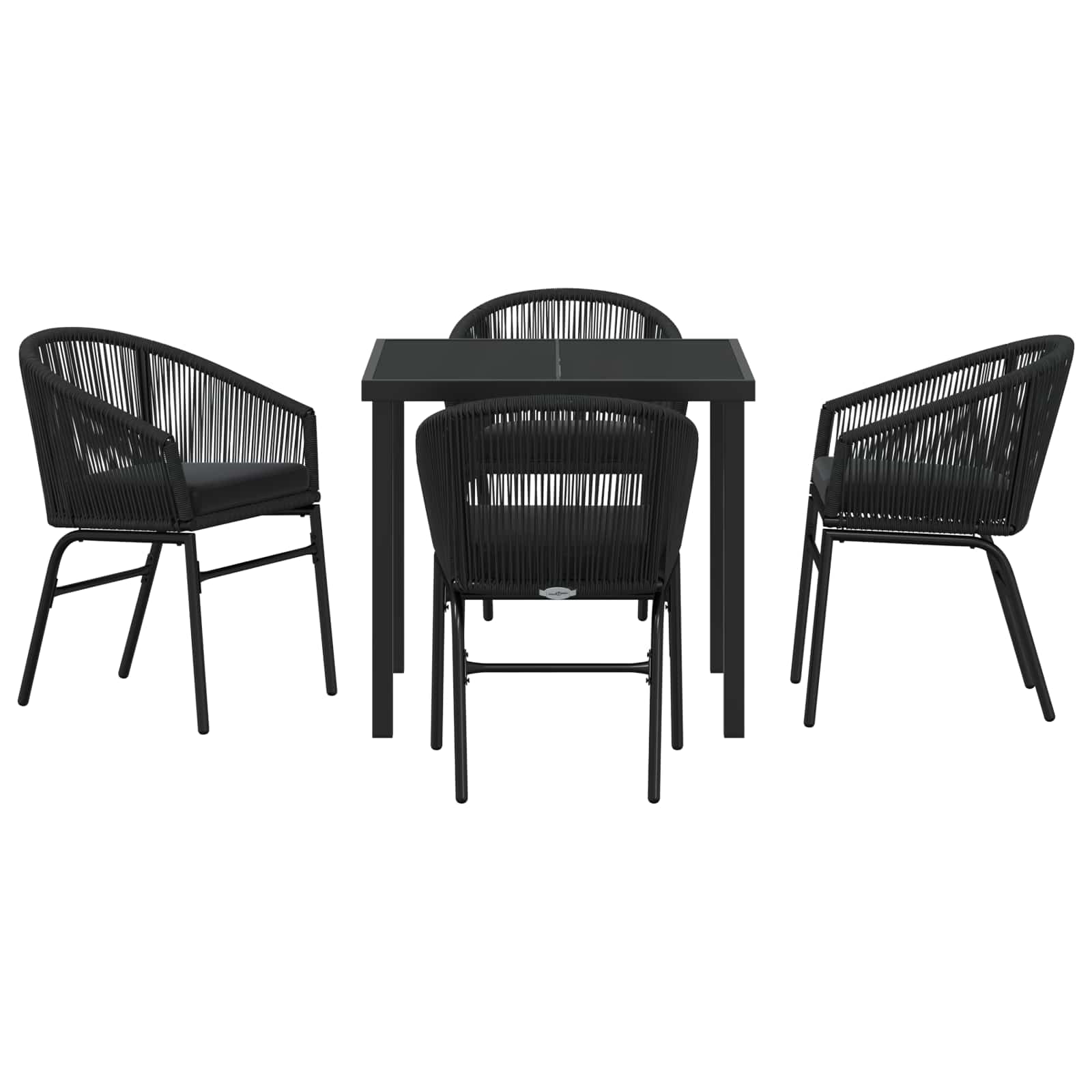 Garden Dining Set 5 pcs Black Powder-Coated Steel