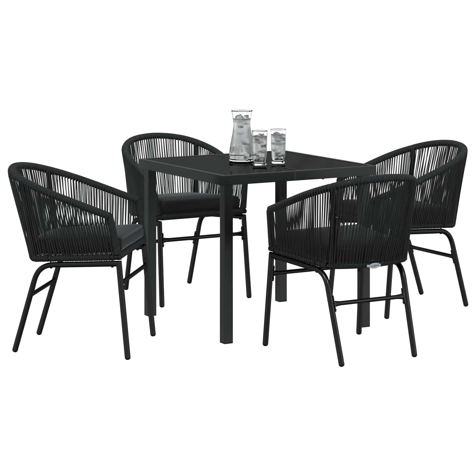 Garden Dining Set 5 pcs Black Powder-Coated Steel