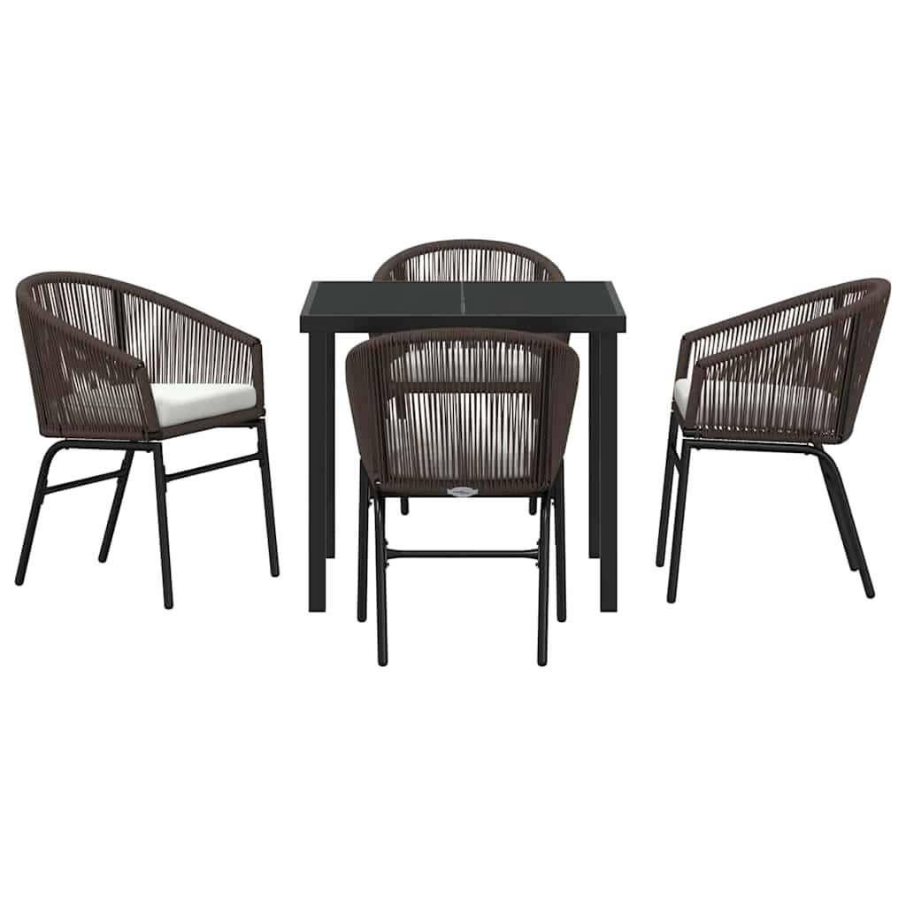 Garden Dining Set 5 pcs Brown Powder-Coated Steel