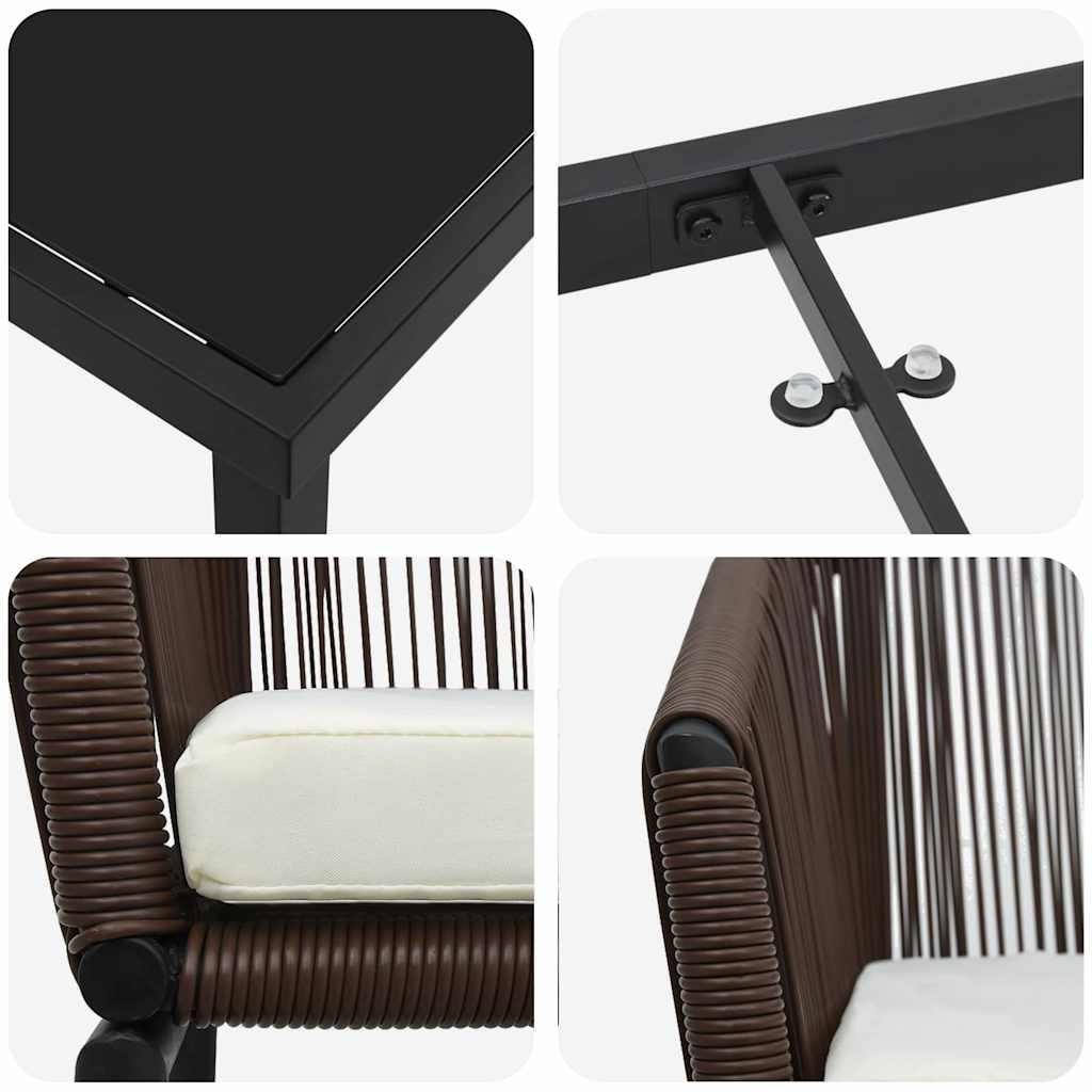 Garden Dining Set 5 pcs Brown Powder-Coated Steel