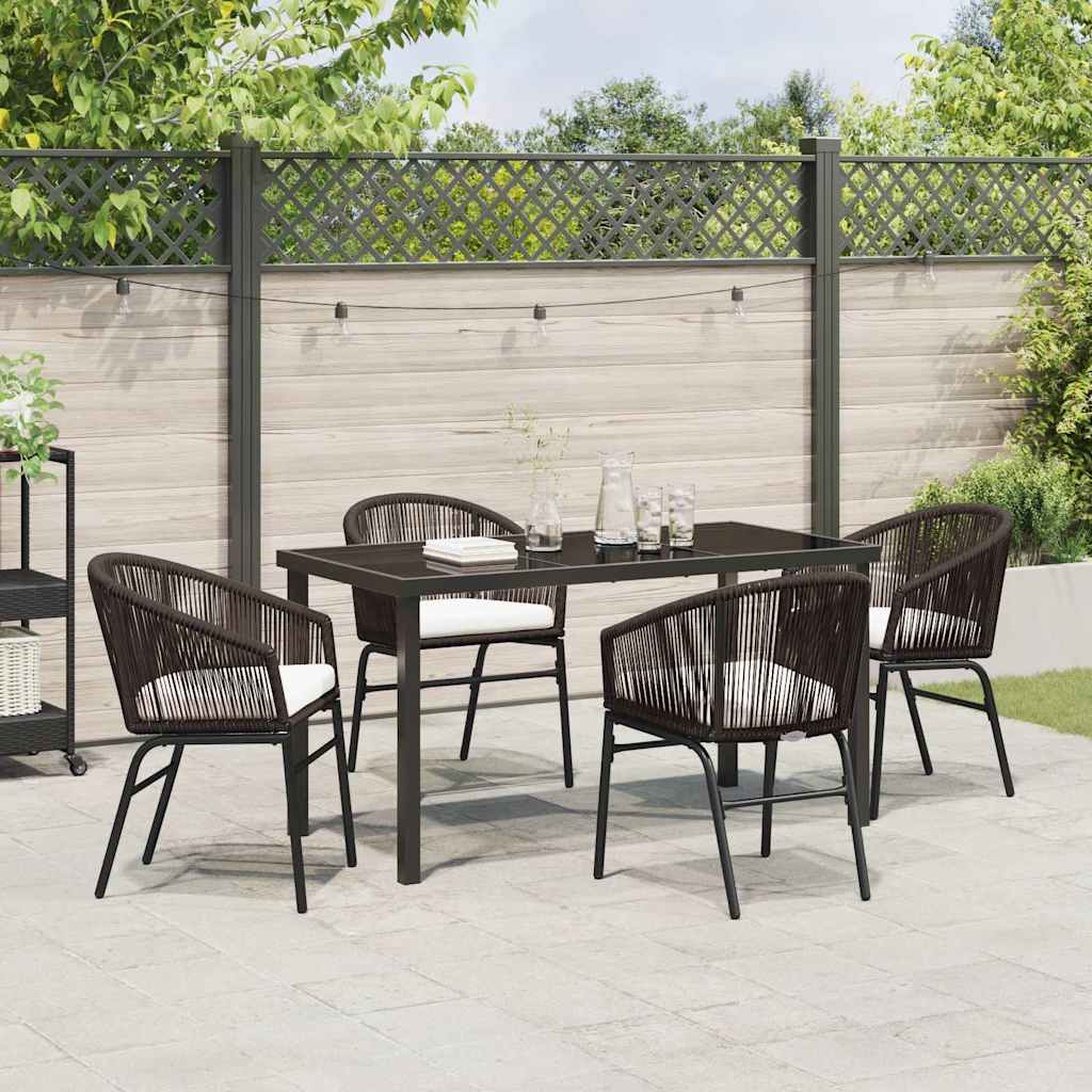 Garden Dining Set 5 pcs Brown Powder-Coated Steel