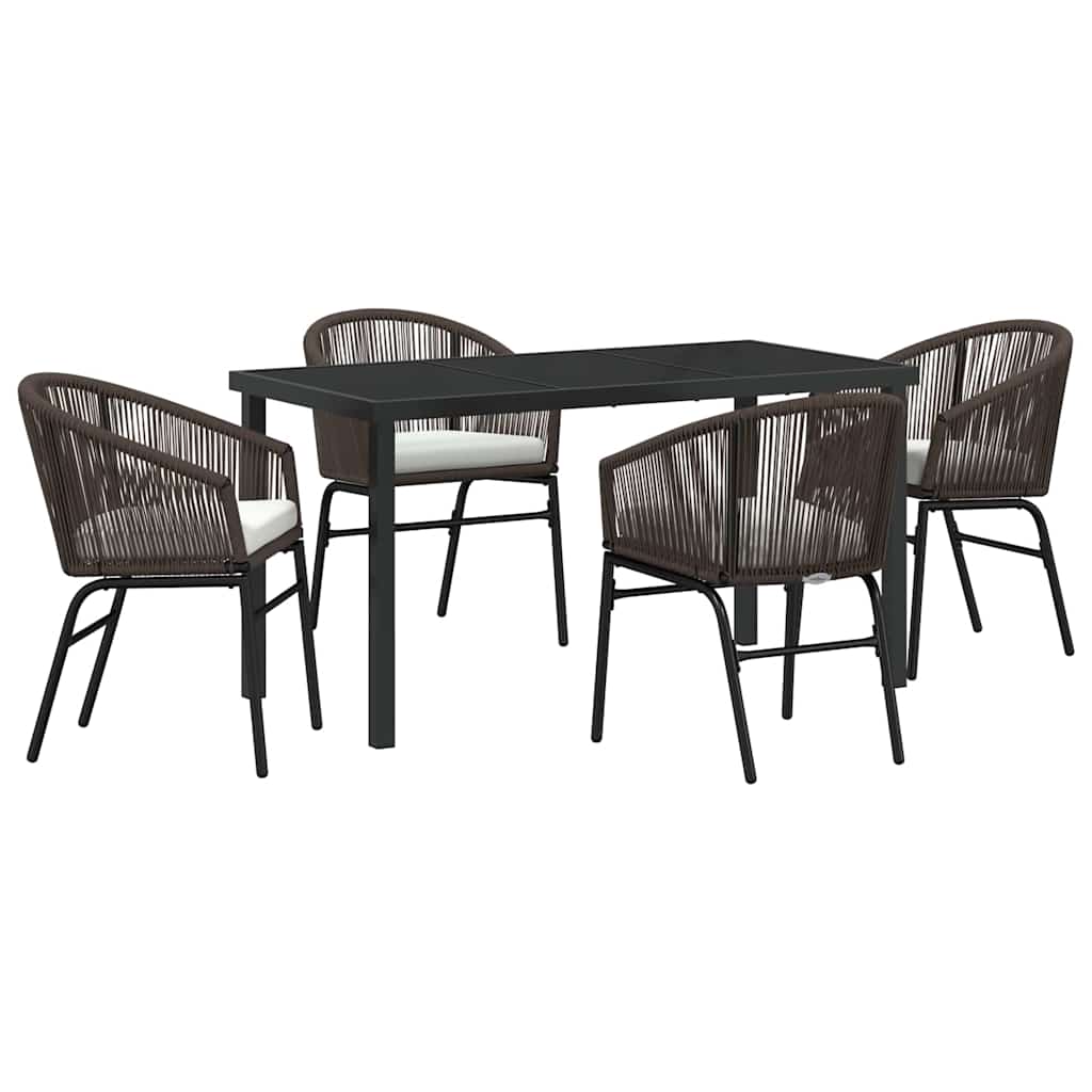 Garden Dining Set 5 pcs Brown Powder-Coated Steel