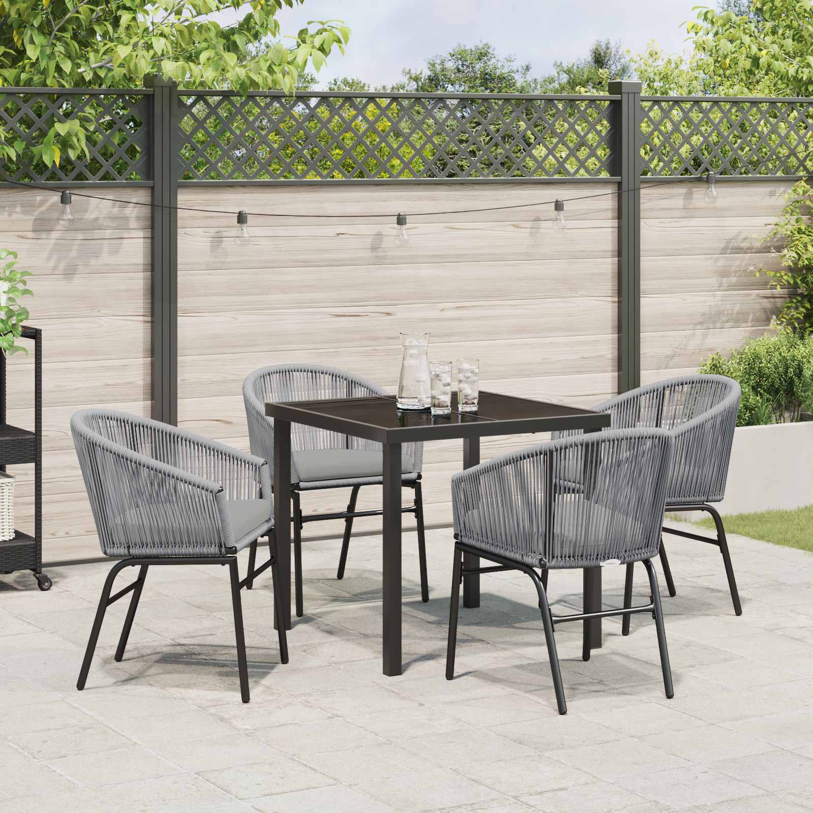 Garden Dining Set 5 pcs Anthracite Powder-Coated Steel