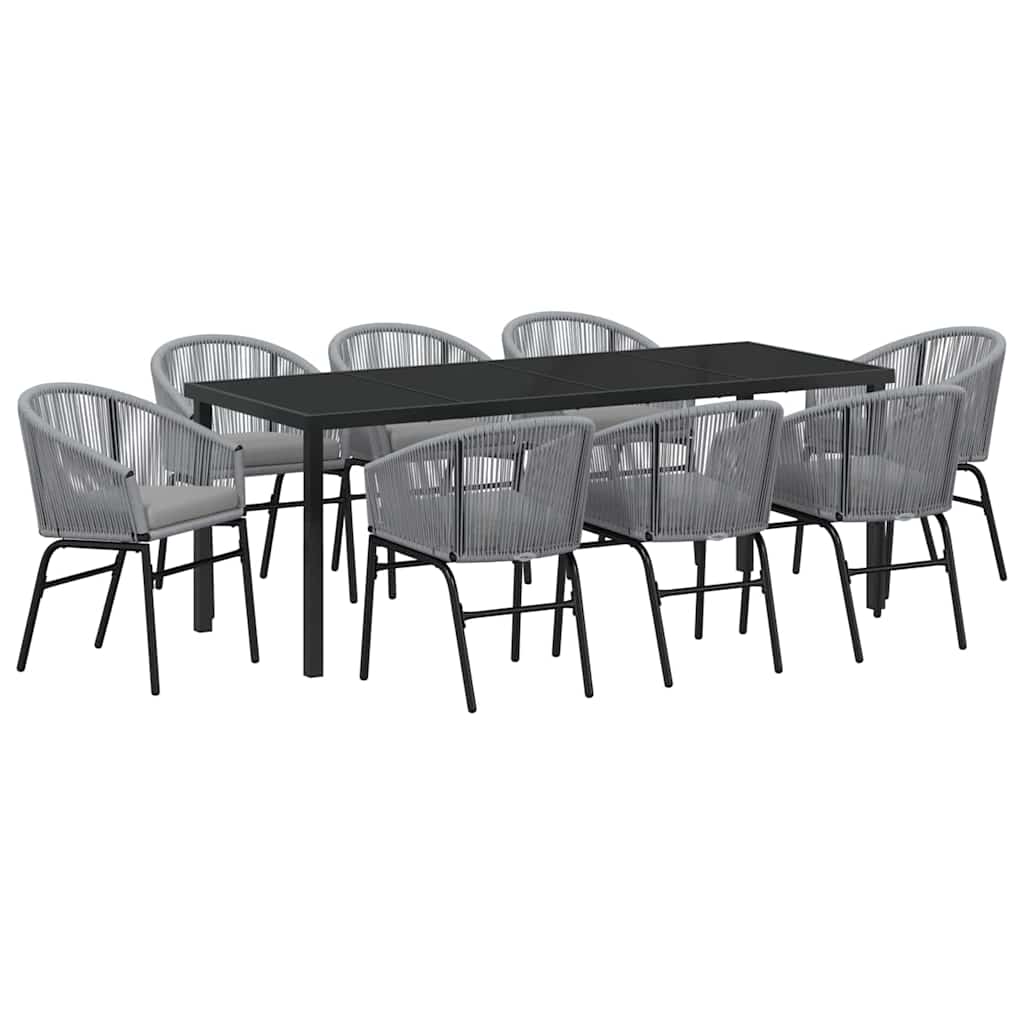 Garden Dining Set 9 pcs Anthracite Powder-Coated Steel
