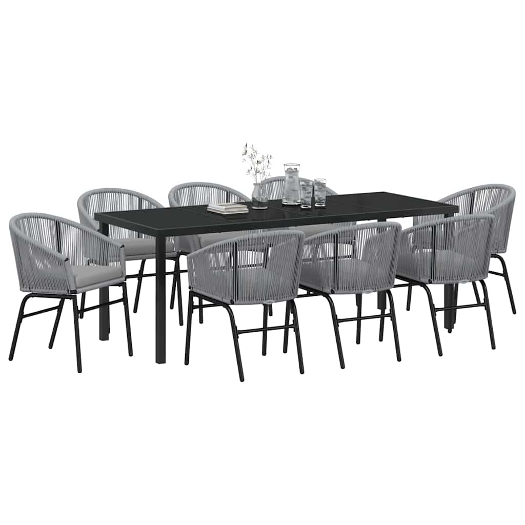Garden Dining Set 9 pcs Anthracite Powder-Coated Steel