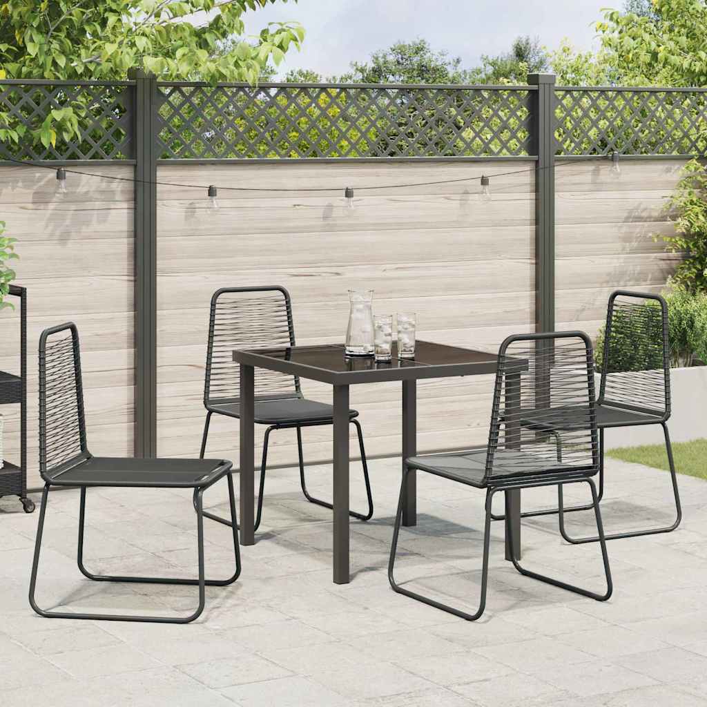 Garden Dining Set 5 pcs Black Powder-Coated Steel
