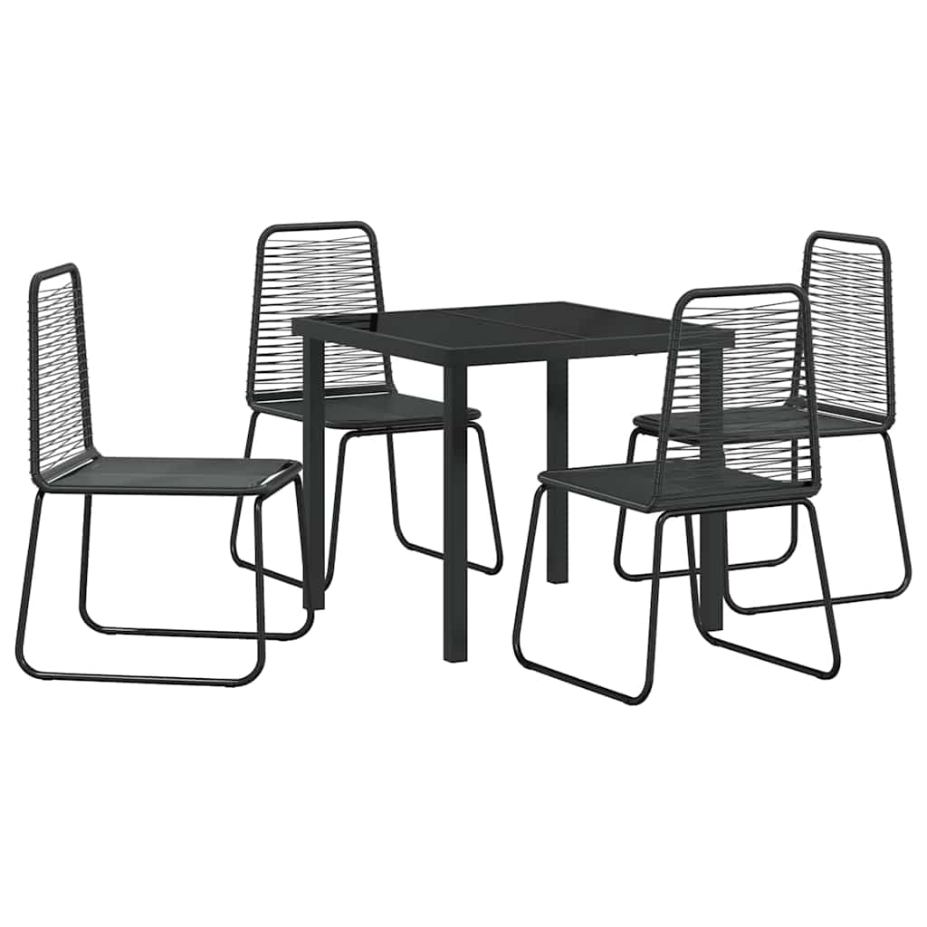 Garden Dining Set 5 pcs Black Powder-Coated Steel