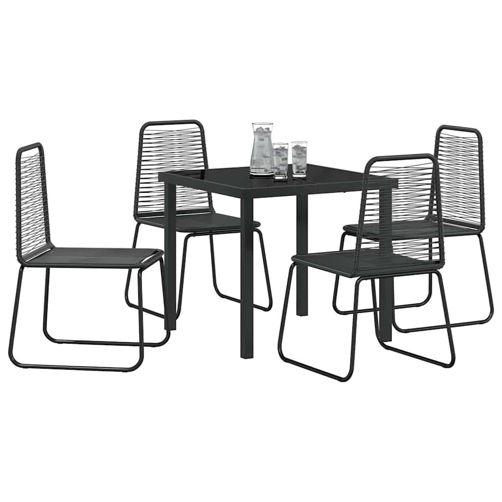 Garden Dining Set 5 pcs Black Powder-Coated Steel