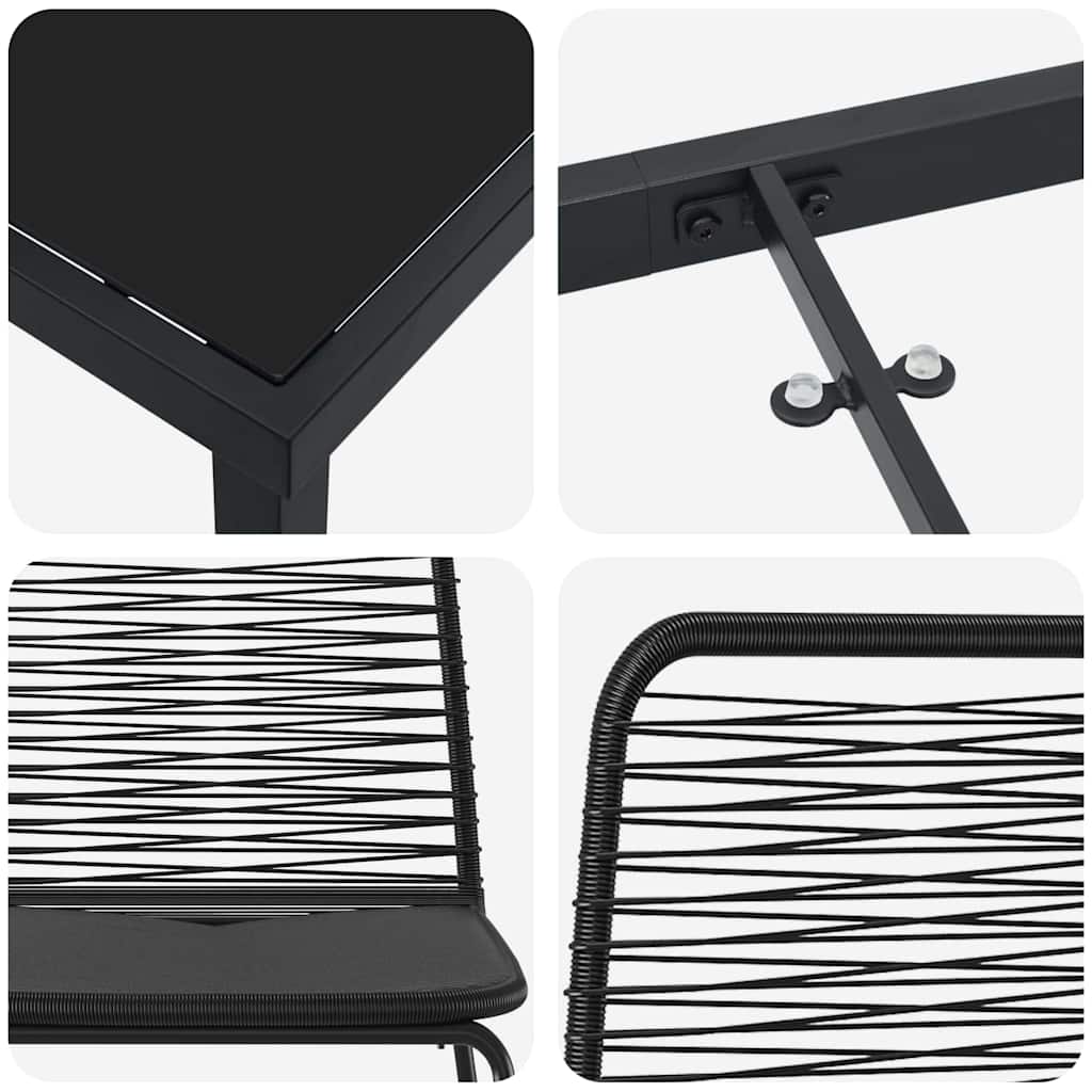 Garden Dining Set 5 pcs Black Powder-Coated Steel
