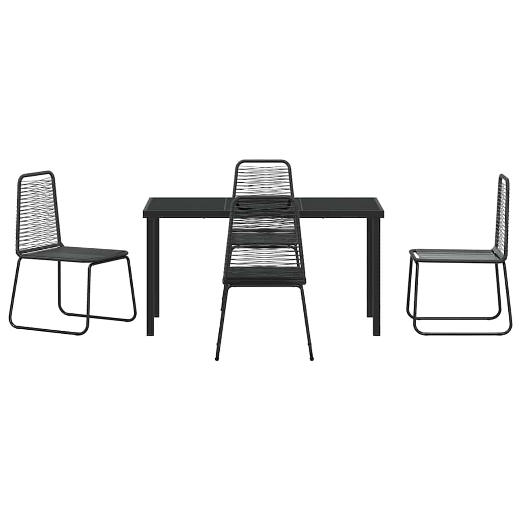 Garden Dining Set 5 pcs Black Powder-Coated Steel