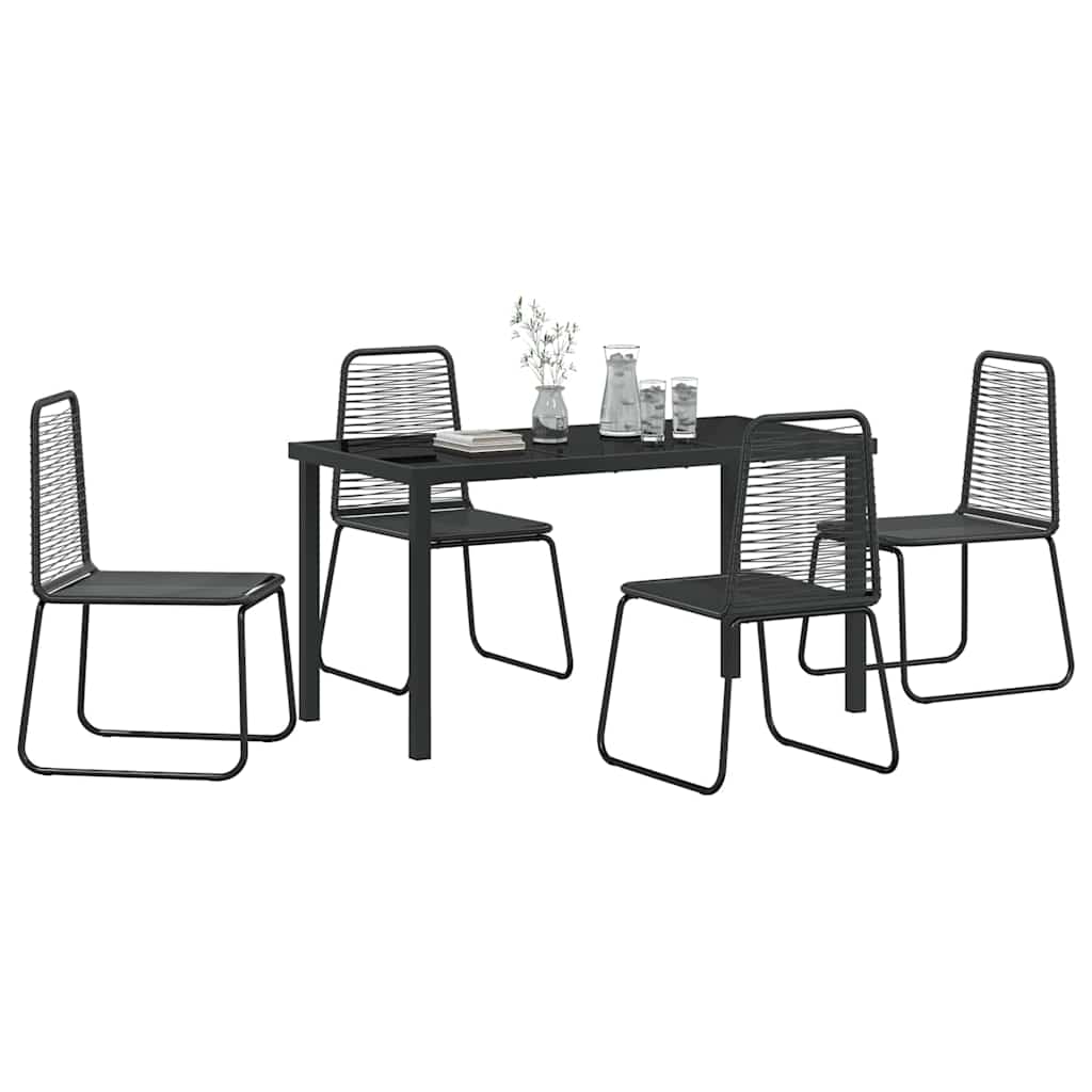 Garden Dining Set 5 pcs Black Powder-Coated Steel