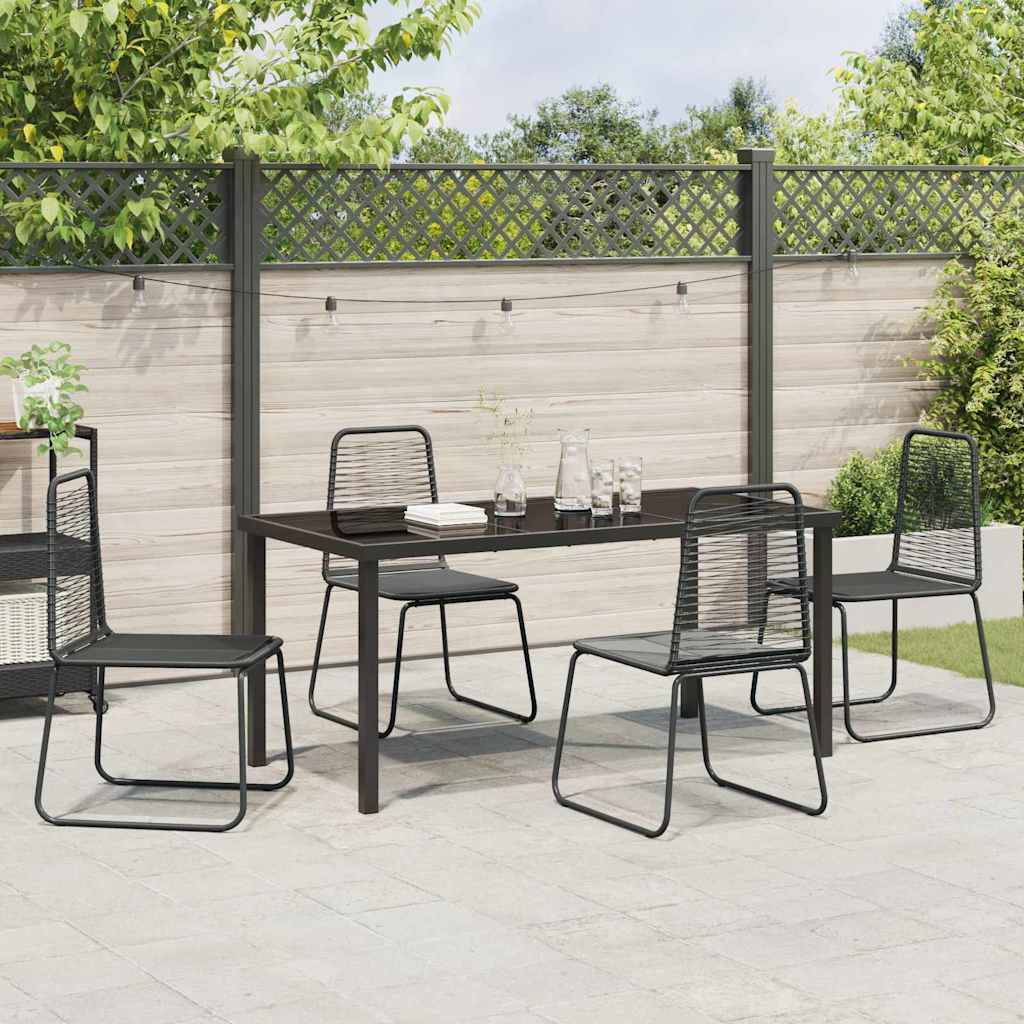 Garden Dining Set 5 pcs Black Powder-Coated Steel