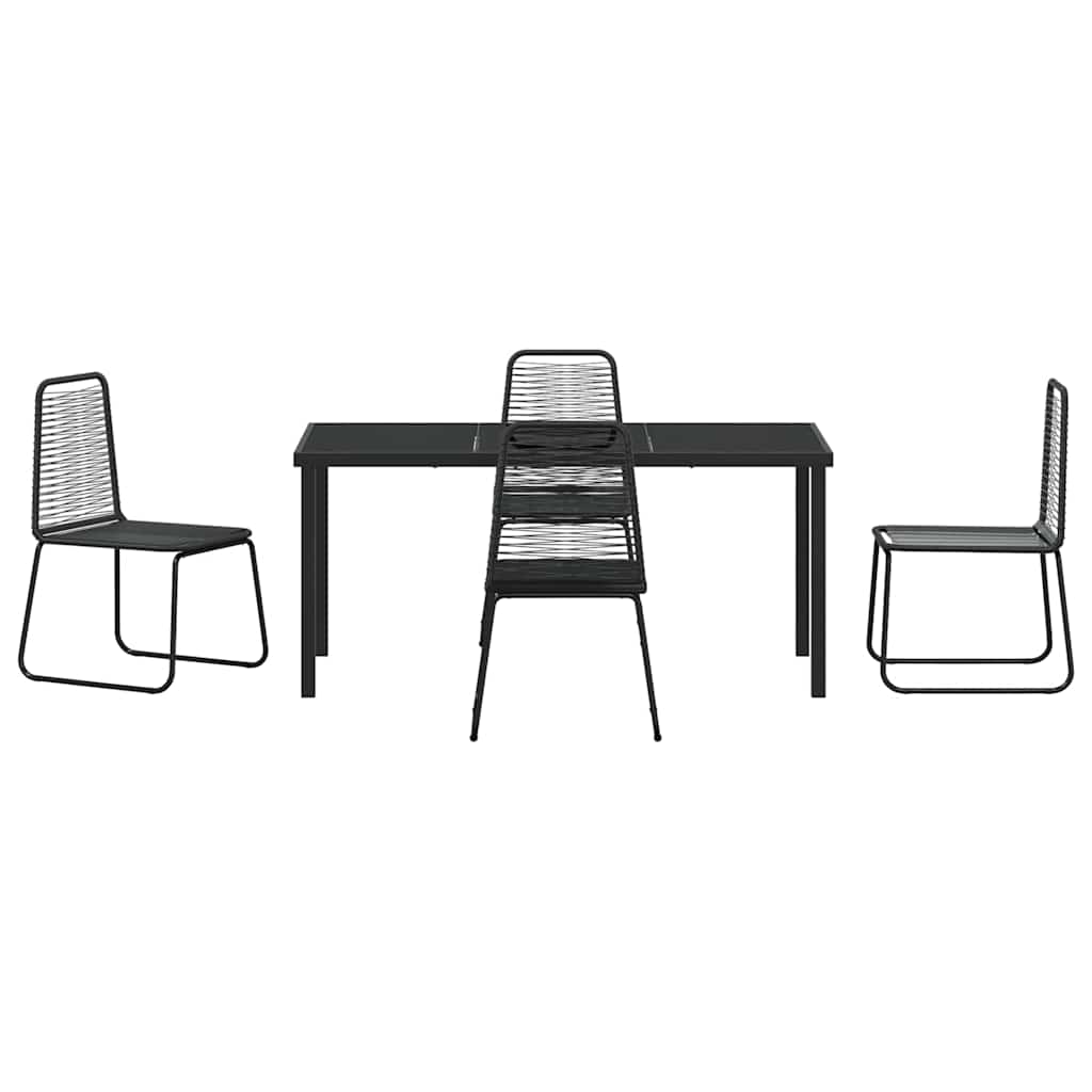 Garden Dining Set 5 pcs Black Powder-Coated Steel