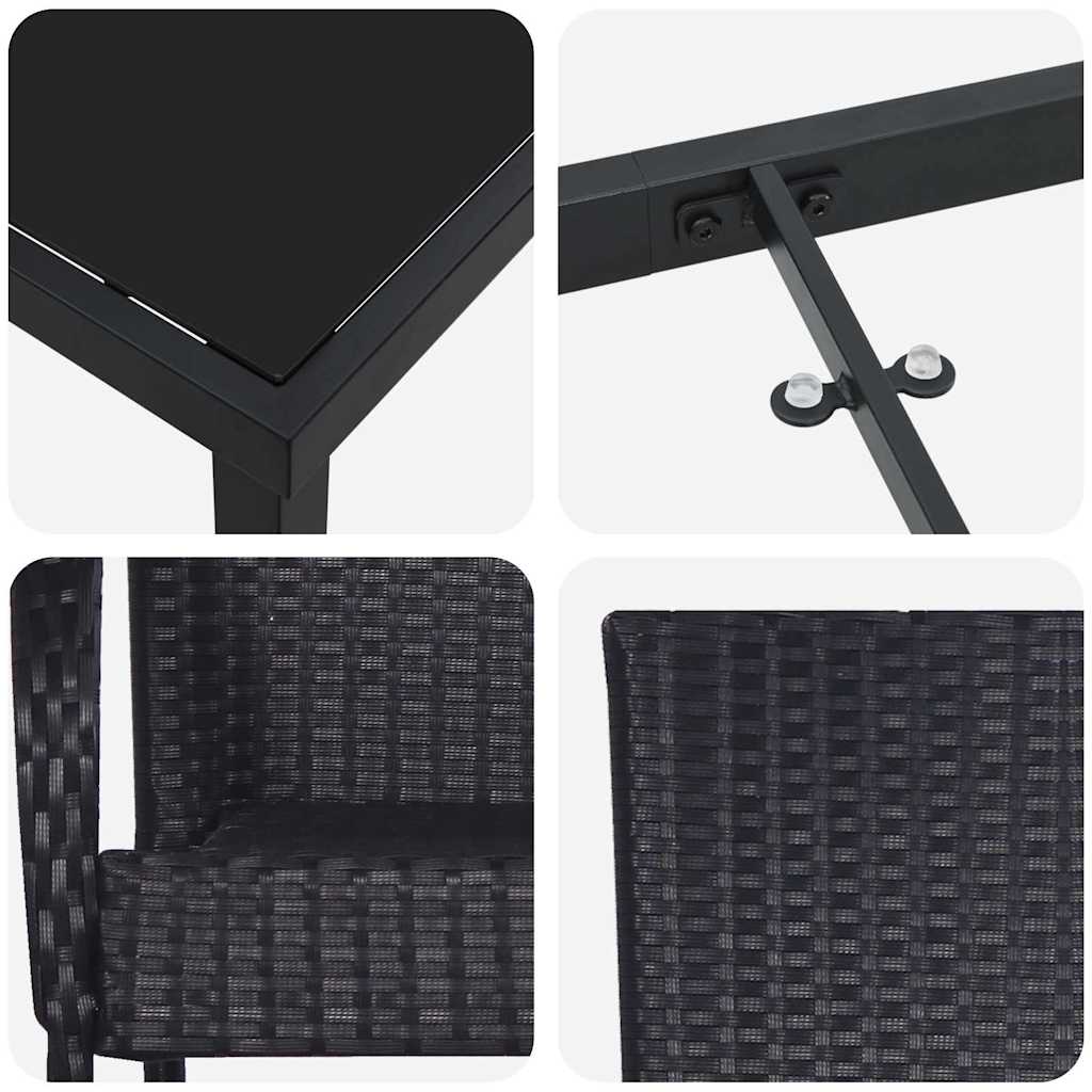 Garden Dining Set 7 pcs Black Powder-Coated Steel