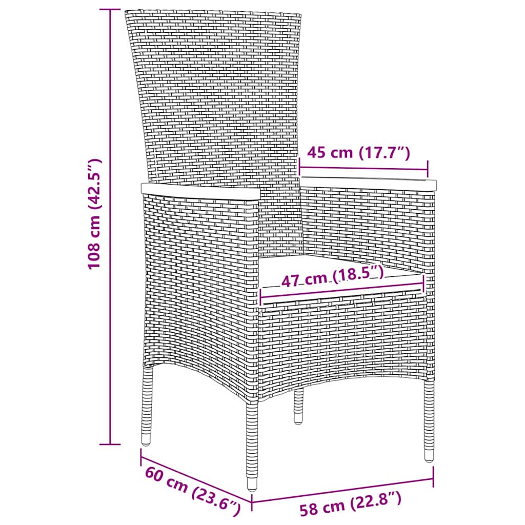 Garden Dining Set with Cushion 3 pcs Grey Powder-Coated Steel