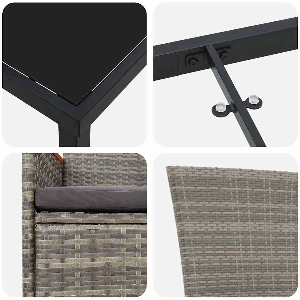 Garden Dining Set with Cushion 5 pcs Grey Powder-Coated Steel