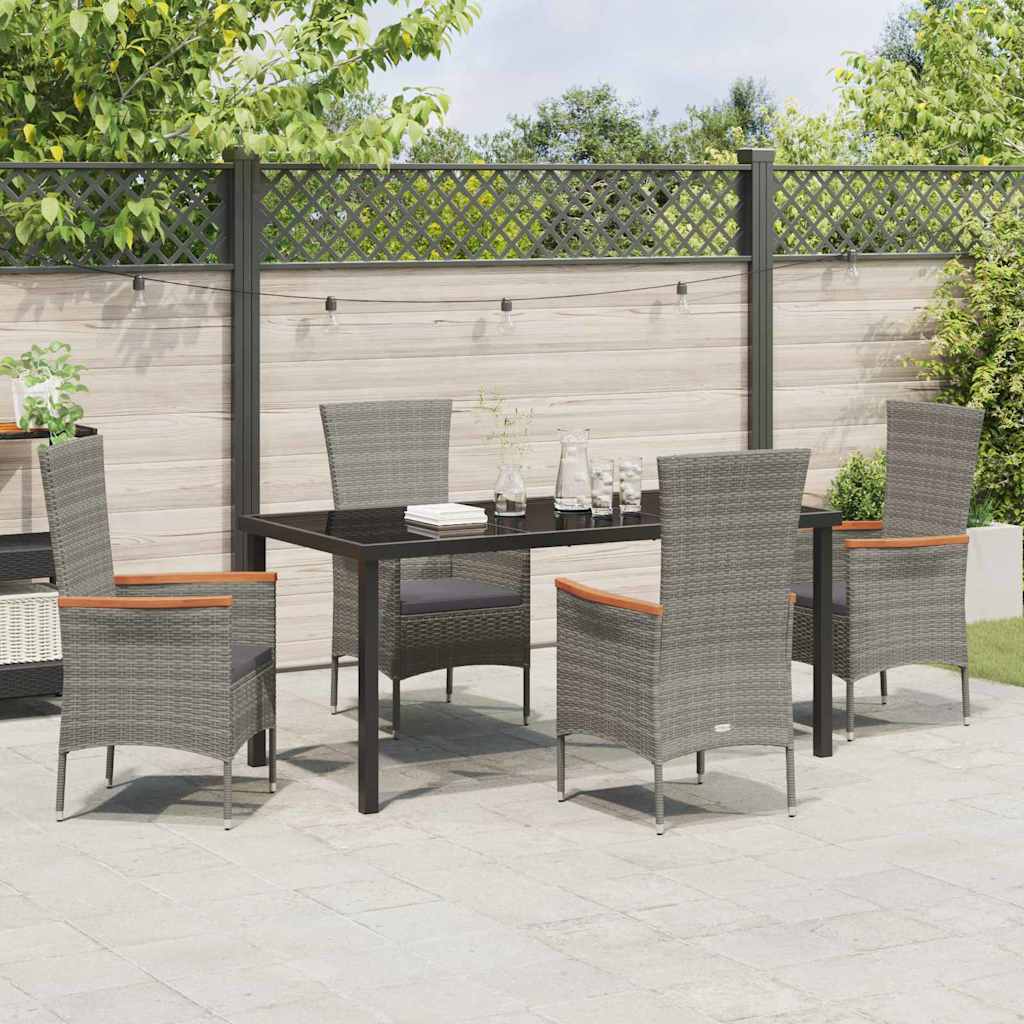 Garden Dining Set with Cushion 5 pcs Grey Powder-Coated Steel