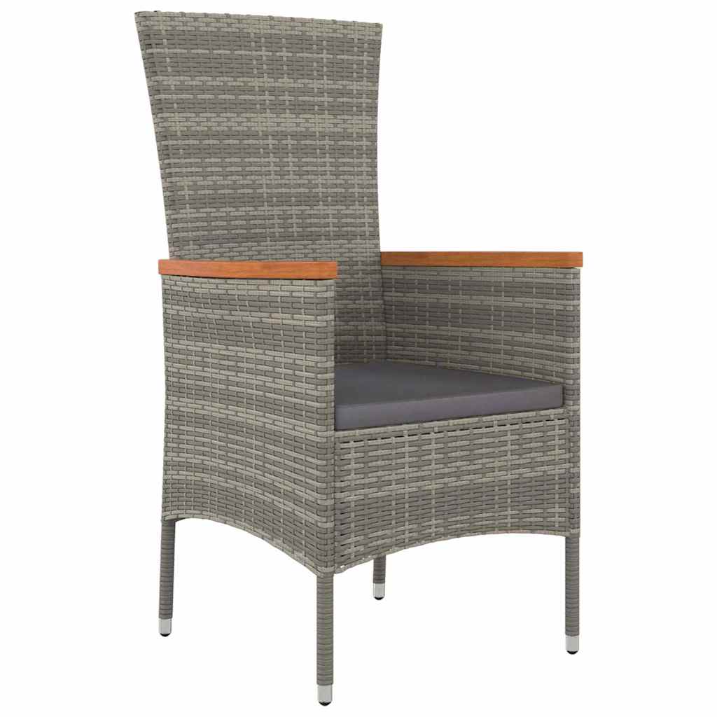 Garden Dining Set with Cushion 7 pcs Grey Powder-Coated Steel