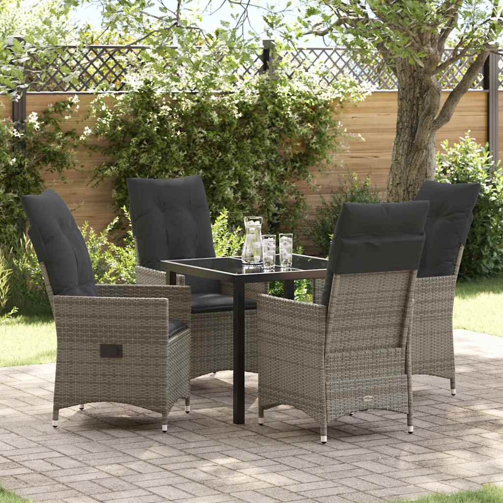 Garden Dining Set 5 pcs Grey Poly Rattan