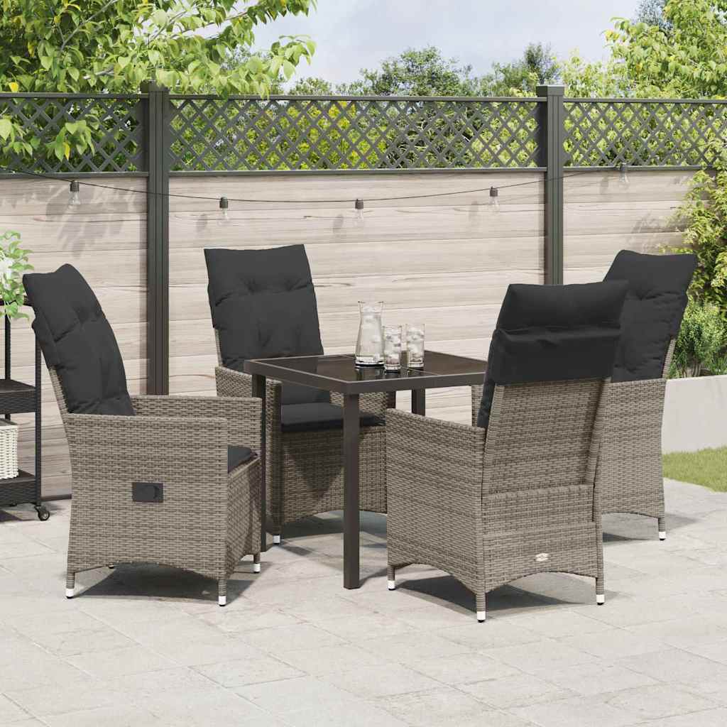Garden Dining Set 5 pcs Grey Poly Rattan