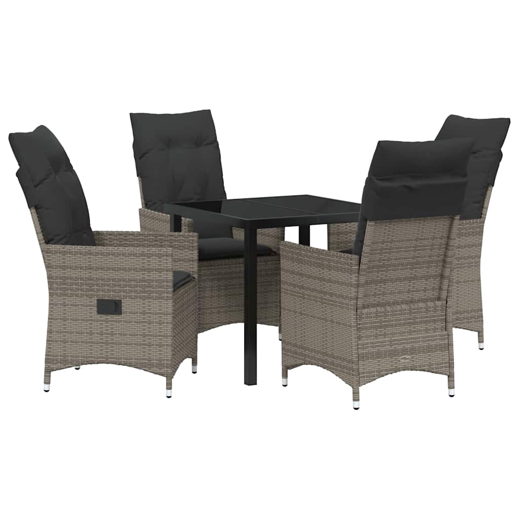 Garden Dining Set 5 pcs Grey Poly Rattan