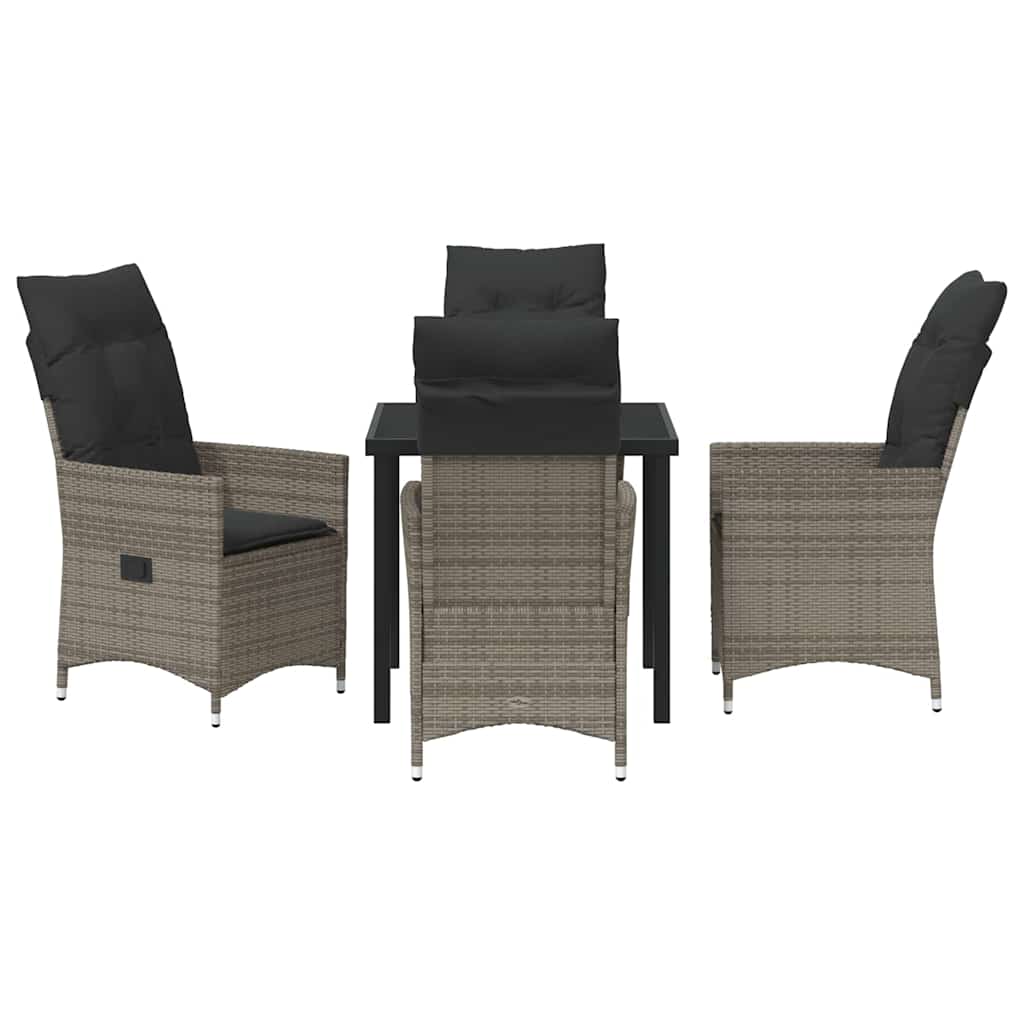 Garden Dining Set 5 pcs Grey Poly Rattan