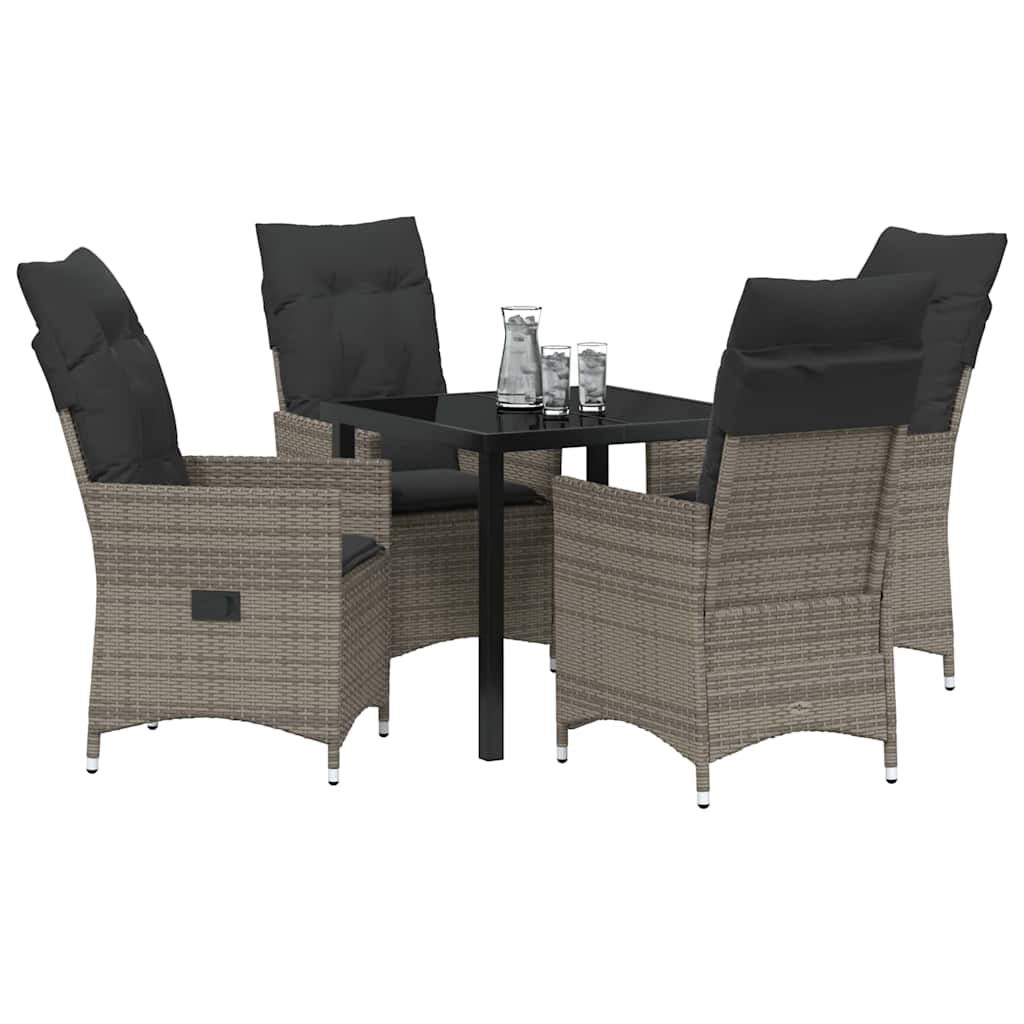Garden Dining Set 5 pcs Grey Poly Rattan