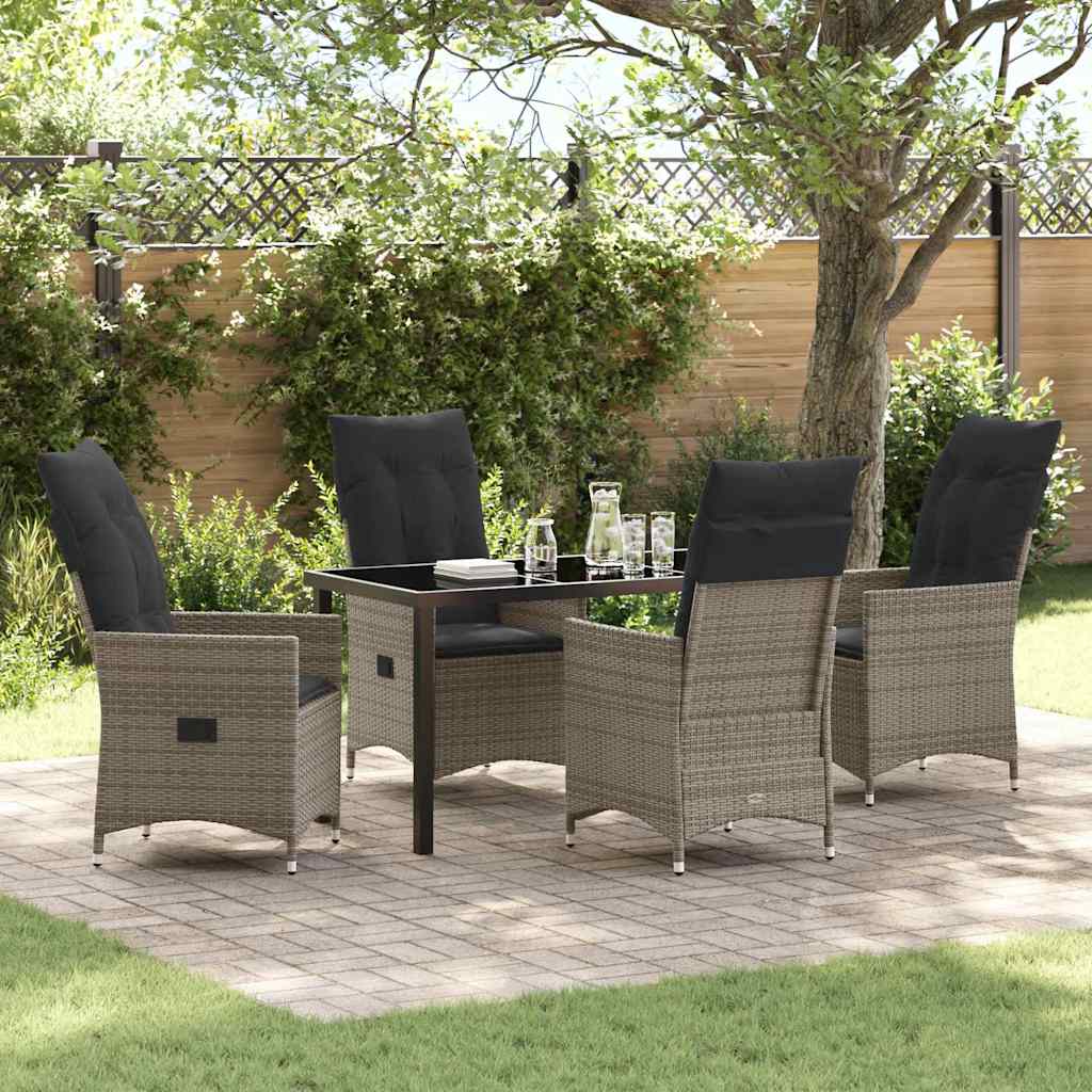 Garden Dining Set 5 pcs Grey Poly Rattan