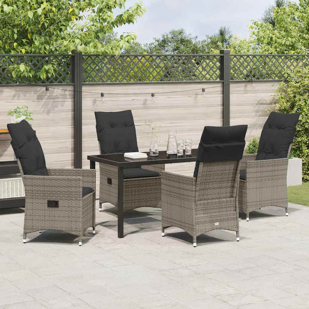 Garden Dining Set 5 pcs Grey Poly Rattan