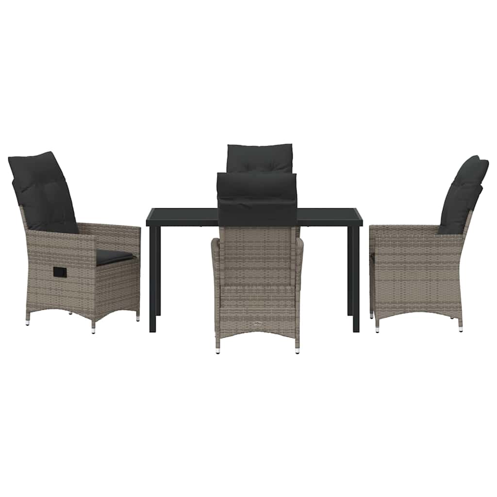 Garden Dining Set 5 pcs Grey Poly Rattan