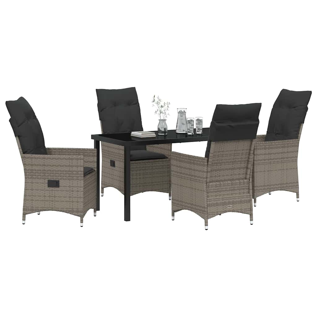 Garden Dining Set 5 pcs Grey Poly Rattan