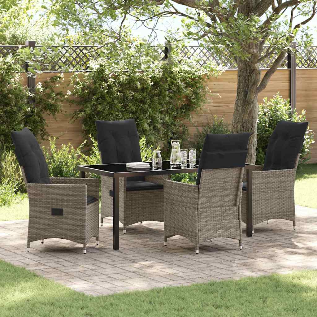 Garden Dining Set 5 pcs Grey Poly Rattan