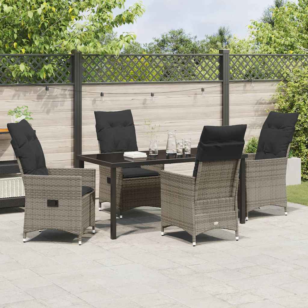 Garden Dining Set 5 pcs Grey Poly Rattan