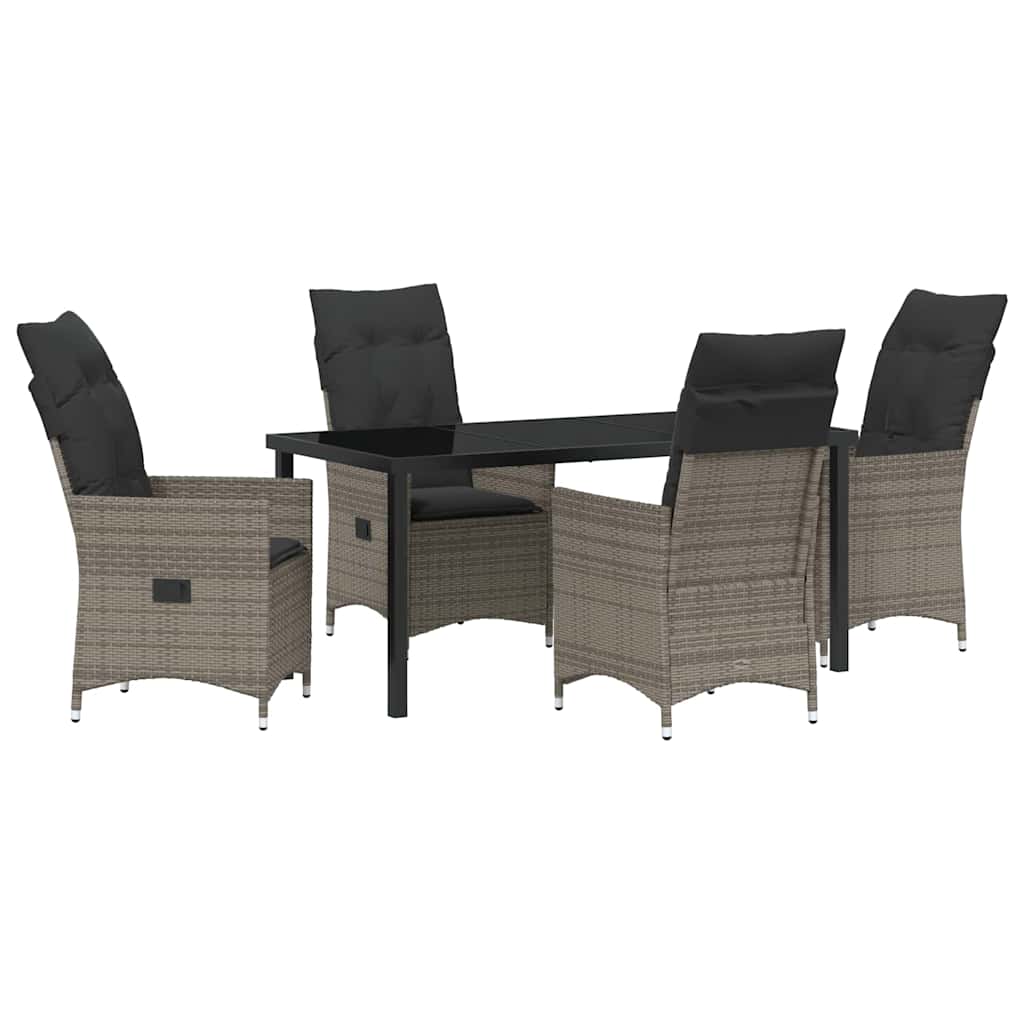 Garden Dining Set 5 pcs Grey Poly Rattan