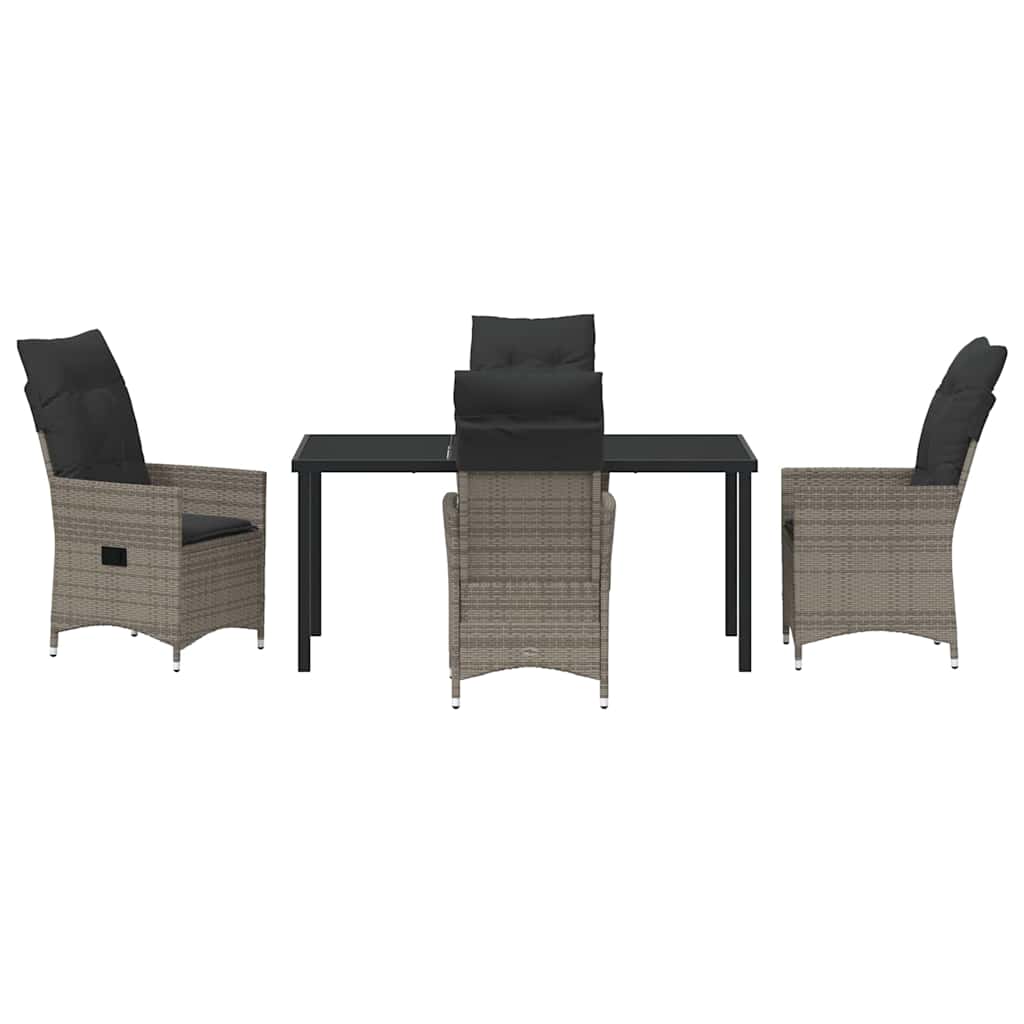 Garden Dining Set 5 pcs Grey Poly Rattan