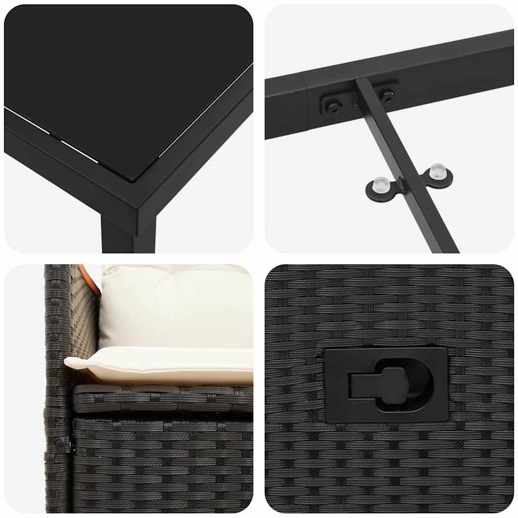 Garden Dining Set 3 pcs Black Poly Rattan