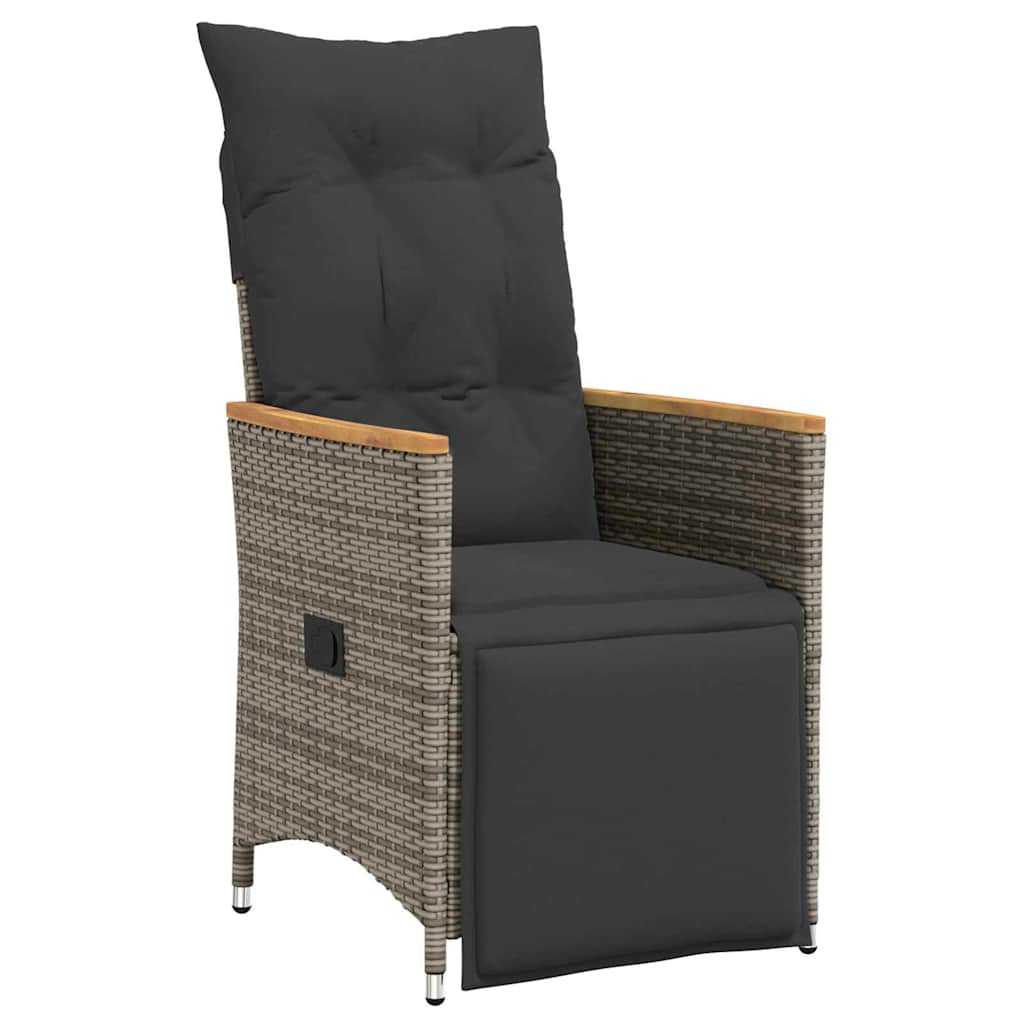 Garden Dining Set with Cushion 9 pcs Grey Poly Rattan